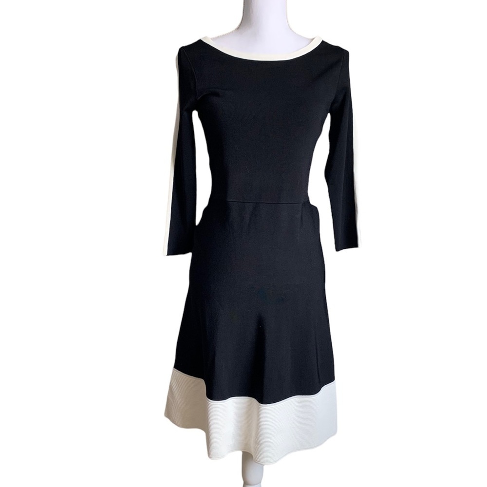 Lauren Ralph Lauren Black & White Skater Midi Dress Size Small